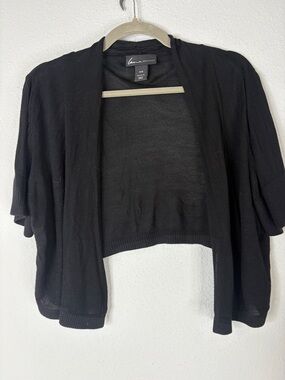 Lane Bryant Black Open-Front Short-Sleeve Cardigan
